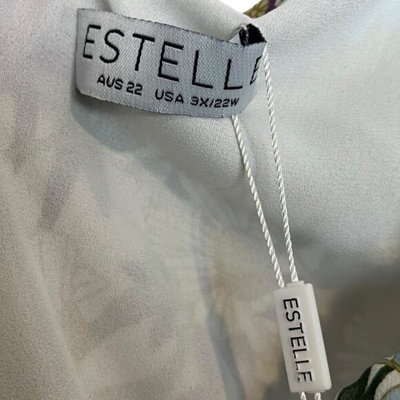 ESTELLE‎ Women's 3X Wildbloom Midi Dress Floral One shoulder Short Puff Sleeves - Picture 7 of 8